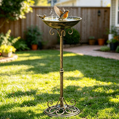 SMQLJXC front view of pedestal bird bath showing elegant rim and purpose