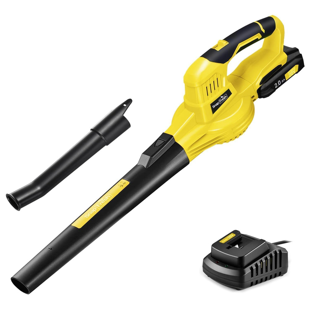 SnapFresh front view showing compact cordless blower and packaging benefits portability