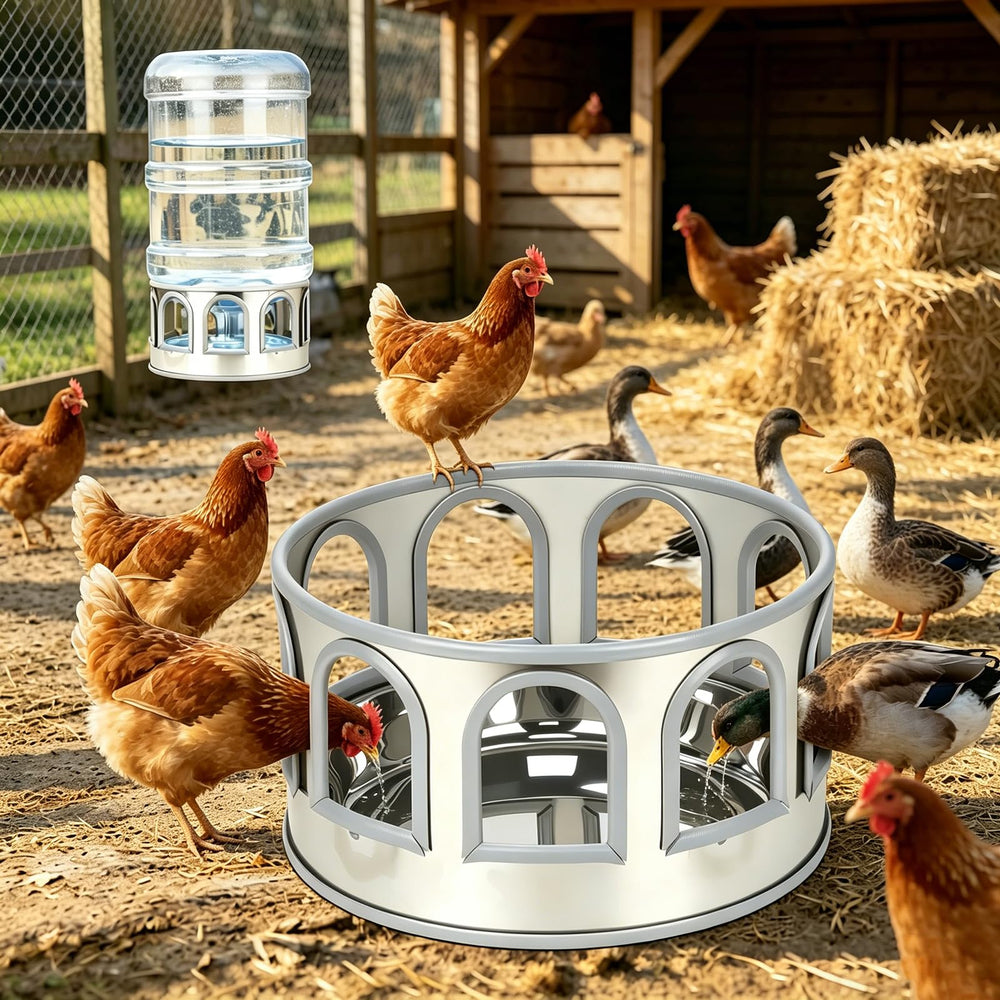 SNMUMU stainless steel base front view showing stable tray and nine ports, durable for flocks