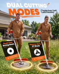 Snoonwee 3T blade installed for thick weeds and dense coverage