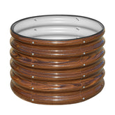 SnugNiture front view of round galvanized planter showing sturdy build and space