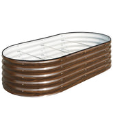 SnugNiture front view of oval raised bed showing roomy planting area and durability