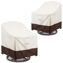 Sobana front view of beige chair cover showing full protection and clean look