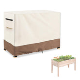 Sobana front view of raised garden bed cover protecting wood planter, weather resistance
