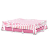Sobana front view of pink rectangular pool cover shows full protection and neat fit