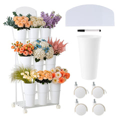 Soefpvnz front view of 3-tier flower stand showing organized display and visibility