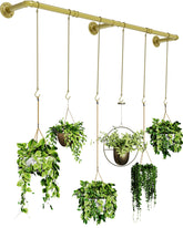 SOFITORG front view of metal plant hanging bar showing length and hooks, organizes plants