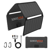 SOKIOVOLA front view open showing panels and fast charging outputs for reliable power