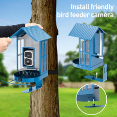 SOLIOM BF08 installed in a backyard with birds benefiting family wildlife viewing