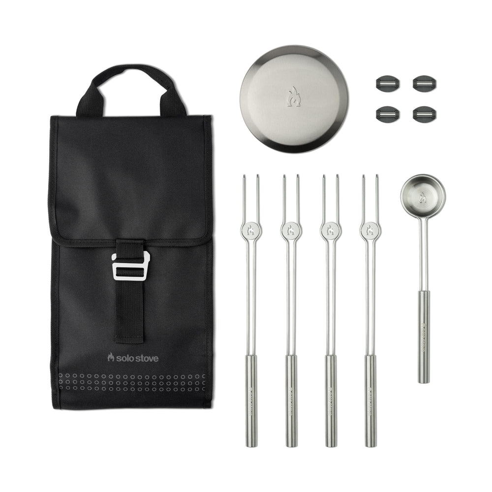 Solo Stove front layout of accessory pack showing all items and neat organization