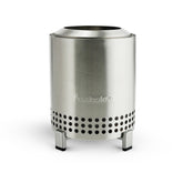 Solo Stove Mesa front view on table showing compact smokeless flame and ambiance