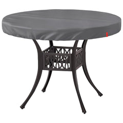 SoloToo front view of round table cover showing full tabletop protection and neat fit