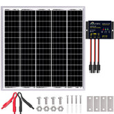 SOLPERK front view of 50W solar panel showing durable frame and cells for reliable charging