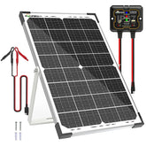SOLPERK front view of 30W solar panel showing frame and glass, durable outdoors