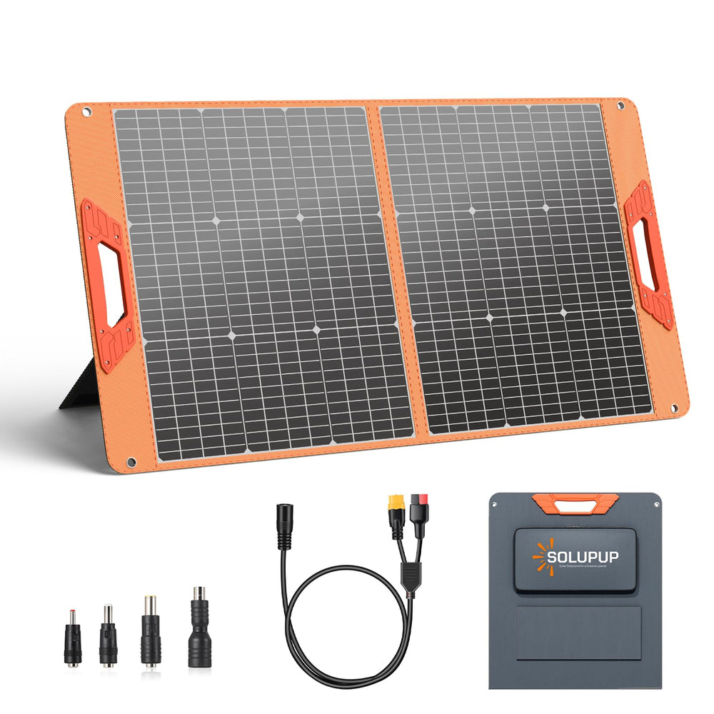 SOLUPUP folded front view showing compact portability and easy storage