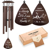 Soopau front view of 32-inch bronze wind chime showing elegant silhouette and charm