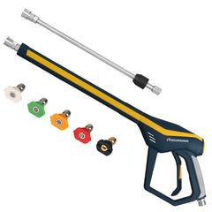 Sooprinse front view of gun and wand showing full assembly and versatility