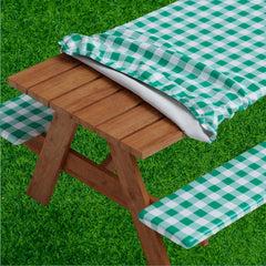 Sorfey checked green front view showing full table coverage and neat look