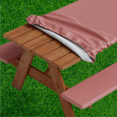 Sorfey fitted tablecloth front view showing burgundy finish and neat edges for polished events