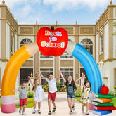 Sosation front view of pencil arch creating festive school entrance