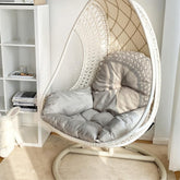 Sothuba front view cushion set on hanging egg chair, showing full coverage and comfort