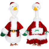 Sotiff front view of Mr and Mrs goose outfits shows festive porch-ready look