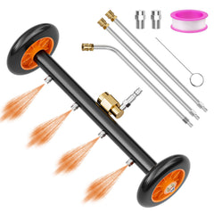 SPECILITE undercarriage front view showing 16-inch cleaning head and casters for faster cleaning