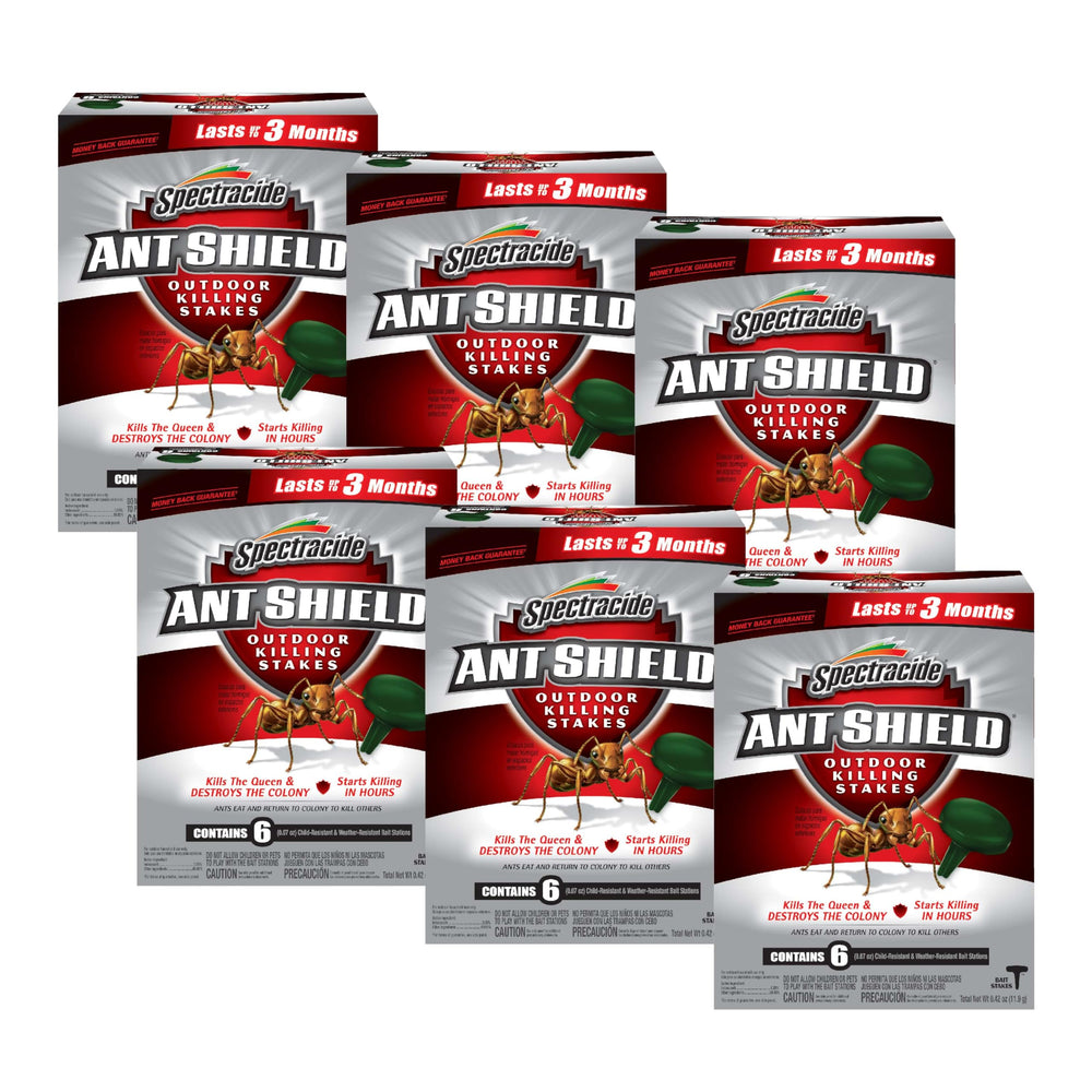 Spectracide front packaging showing six stakes and quick ant control benefit
