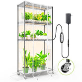 SpeePlant front view of 4-tier greenhouse showing full setup and compact footprint