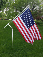 Spinner Flag assembled in yard demonstrating visibility and spinning action