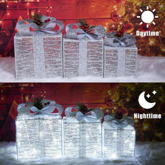 SPRKLINLIN illuminated present box placed under tree adding warm accent lighting
