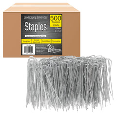 Squirrel Products front packaging showing 500 galvanized garden stakes and quantity benefit