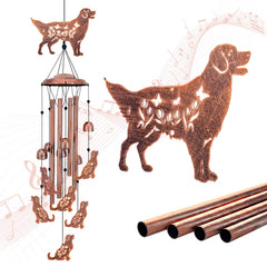 SRDJXY front view of golden retriever wind chime showing decorative silhouette and charm