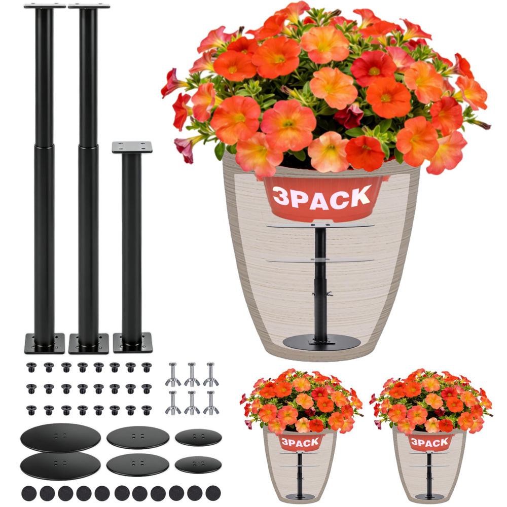 Sskzchh front pack showing three adjustable metal risers and bases for easy pot lifting