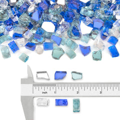Stanbroil close-up of 1/4 inch reflective tempered glass pieces glowing