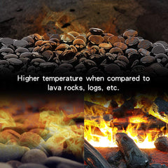 Stanbroil beads in a fire pit with flames highlighting improved flame contrast