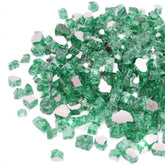 stanbroil bag of light green fire glass showing brand and contents for decorative sparkle