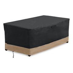 Stanbroil front view cover protecting a rectangular fire pit for reliable weather protection