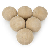 Stanbroil front view of six beige ceramic fireplace balls showing clean finish and cohesive set benefit
