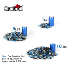 Stanbroil glass in a lit fire pit showing brighter, cleaner flames