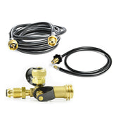 Stanbroil front assembly showing brass tee and hoses for reliable RV hookups