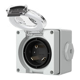 STARELO front inlet box showing weatherproof cover and mounting benefits