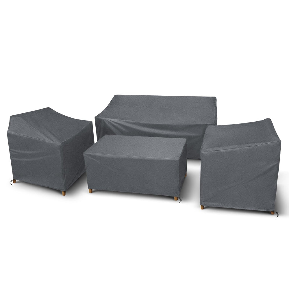 STARTWO front view showing full 4-piece cover set protecting furniture, keeps set dry