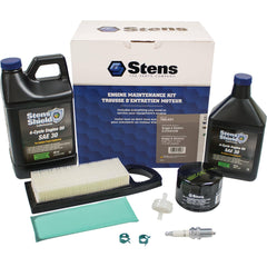 Stens kit components laid out to show included parts and simplify pre-service checks