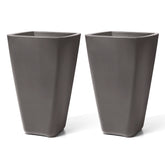 Step2 front view of dark cedar tall square planter showing stylish profile and curb appeal