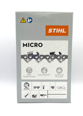 Stihl chain close-up of Picco Micro cutters highlighting low-vibration, precise cutting