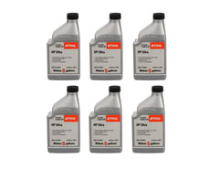 Stihl Ultra 2-cycle 12.8oz six-pack front packaging showing bottles and brand for reliable storage