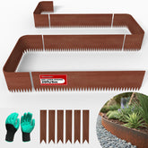 STIRLINGEAR front view of six-pack rusted edging showing full panels and stakes
