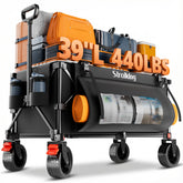 Strolking front view of wagon showing large cargo area and sturdy frame benefit portability