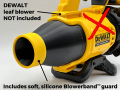 Stubby Nozzle Co. installed on DEWALT Gen II blower demonstrating secure fit